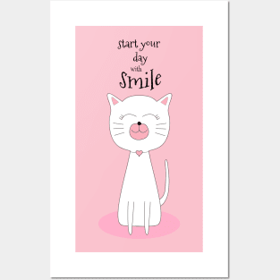 Cute cat smiling with Posters and Art